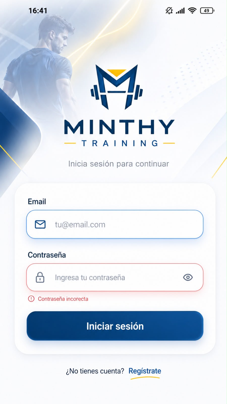 Login móvil de Minthy Training